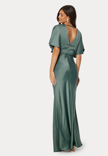 Bubbleroom Occasion Wrap Satin Gown Green 46