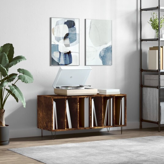 Hifi benk røkt eik 100x38x48 cm konstruert tre Hifi benk røkt eik 100x38x48 cm konstruert tre