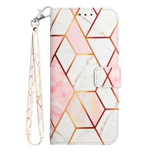 INCOVER Nokia G60 Mykt Marmor PU Skinn Deksel med Lommebok - Rosa / Hvit