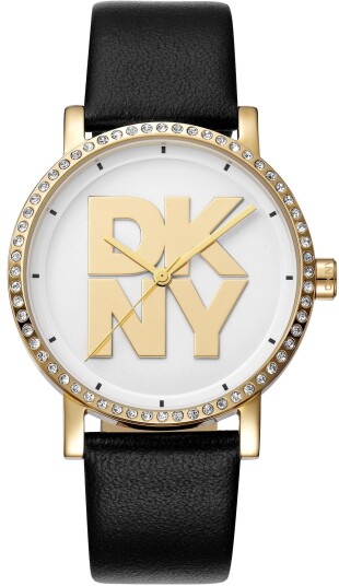 DKNY Dameklokke DK1L035L0025 Soho Logo Sølvfarget/Lær Ø36 mm