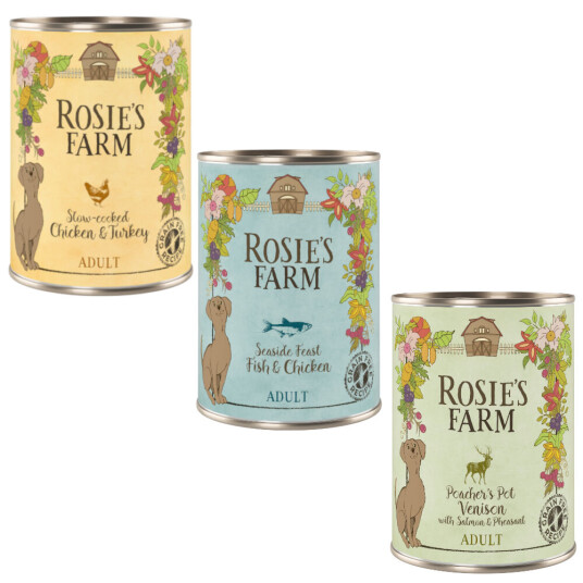 Rosie'S Farm Økonomipakke Adult 24 X 400 G Mixpakke Ii: (Kylling & Kalkun Vilt Fisk & Kylling) Rosie'S Farm Økonomipakke Adult 24 X 400 G Mixpakke Ii: (Kylling & Kalkun Vilt Fisk & Kylling)