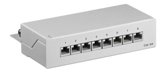 Pro CAT 6a Mini Patch Panel 8 Port Skjermet Grå