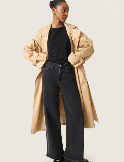 Soaked in Luxury Slfavne Belt Trench Coat Beige M Soaked in Luxury Slfavne Belt Trench Coat Beige M