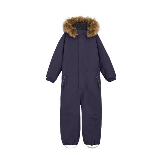 Color Kids Coverall W. Fake Fur - Navy - 98