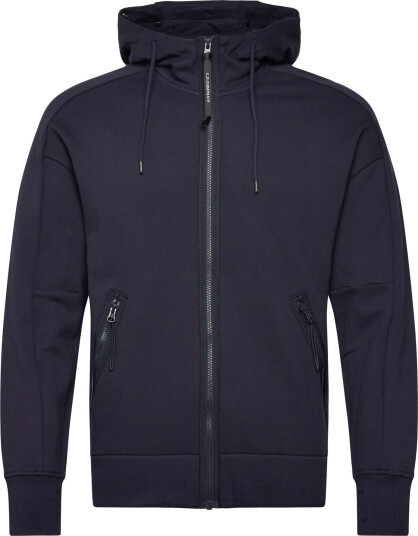 C.P. Company Diagonal Raised Fleece Goggle Zipped Hoodie Navy S