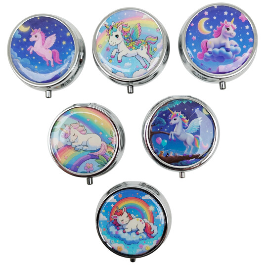 Pillbox Unicorn Rund Metall Pillbox Unicorn
