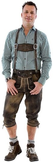 Haus Huberts V.O.F Lederhosen sandbrun/grå antikk Str. 60