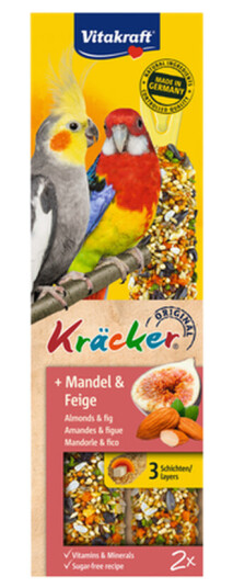 Kracker Cockatiel Fuglemat Mandler-Fig 2-Pk. Kracker Cockatiel Fuglemat Mandler-Fig 2-Pk.