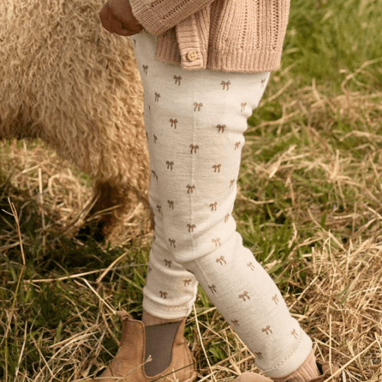 Lil' Atelier Nmfnalu leggings i ull/modal småbarn,Turtledove