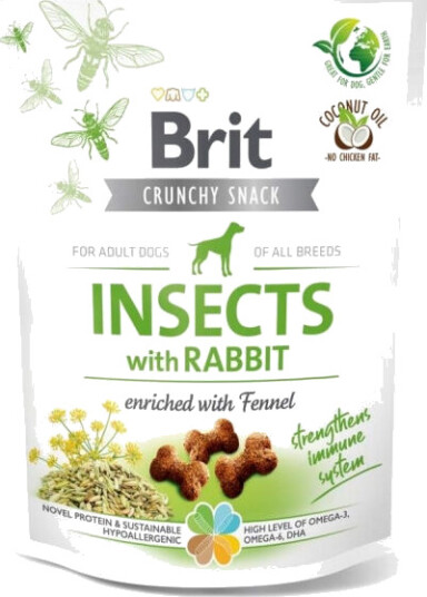 Brit Care Hundefôr Crunchy Snacks Insekter & Kanin 200 g