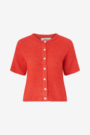 Gina Tricot Kardigan Short Sleeve Knitted Cardigan Rød