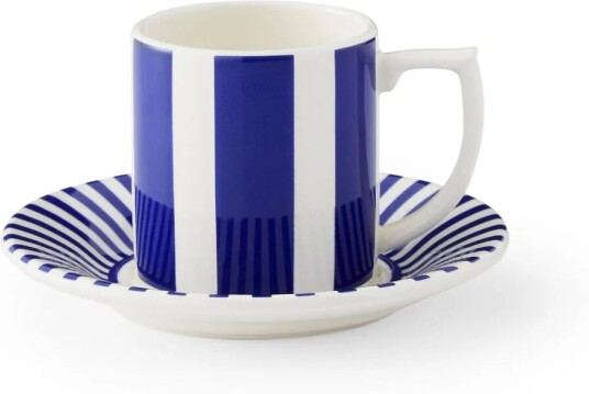 Spode Steccato espressokopp 8 cl og fat Ø11 cm Blå-hvit