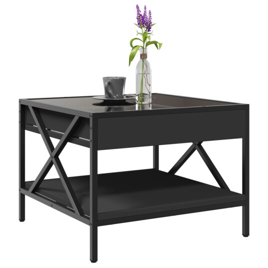 Salongbord med Infinity LED svart 50x50x38 cm 847697