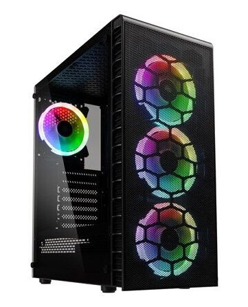 Kolink Observatory Lite Midi Tower Kabinett med RGB Belysning og Herdet Glass - Svart