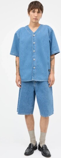 Mads Nørgaard Striped Denim Hannes Shorts   Blue   32