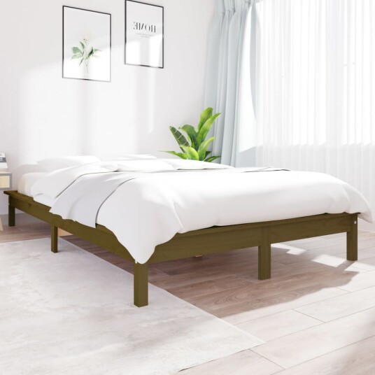 vidaXL Sengeramme honningbrun 140x190 cm heltre furu