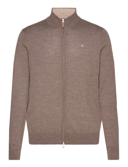 Morris Merino Zip Cardigan - Brown - L