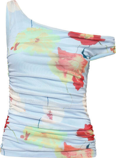 Bardot Layana Printed Mesh Asym Top   Multi/patterned   42