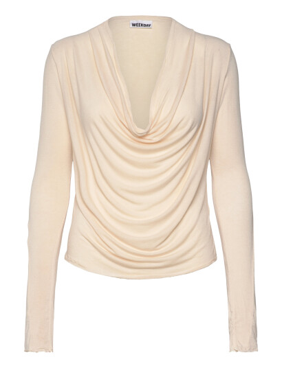 Weekday Drape Long Sleeve Top - Beige - S