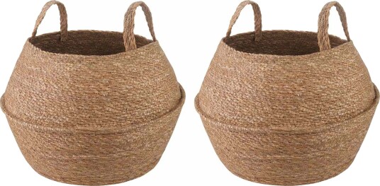 vidaXL Blomsterkrukke med håndtak 2 pcs Naturlig Ø 45 x 36 cm