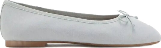 Mango Linen Ballerina Flat With Bow Blue 37