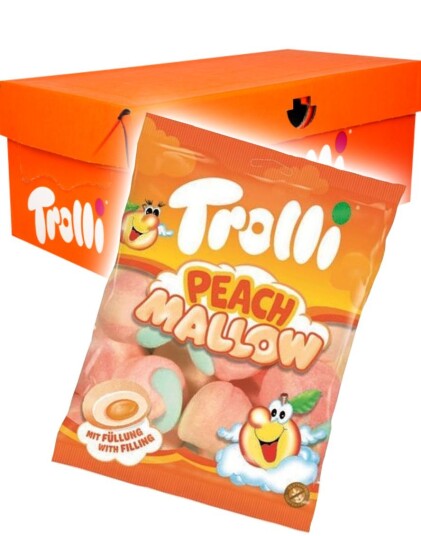 8 stk Poser med Trolli Fylte Fersken Marshmallows   Hel Eske