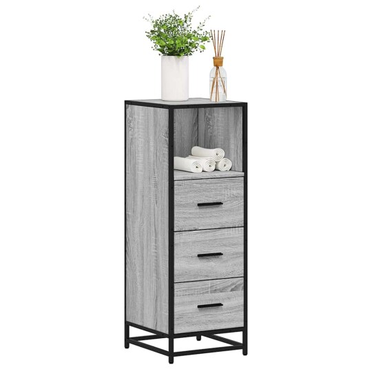  Baderomsskap grå sonoma 35x37,5x100 cm konstruert tre 8721102843112