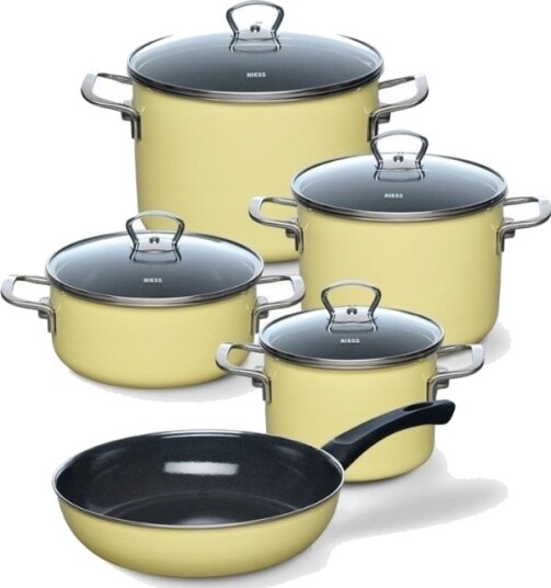 Riess Sett Med Gryter 5 Deler Lemon Riess Sett Med Gryter 5 Deler Lemon