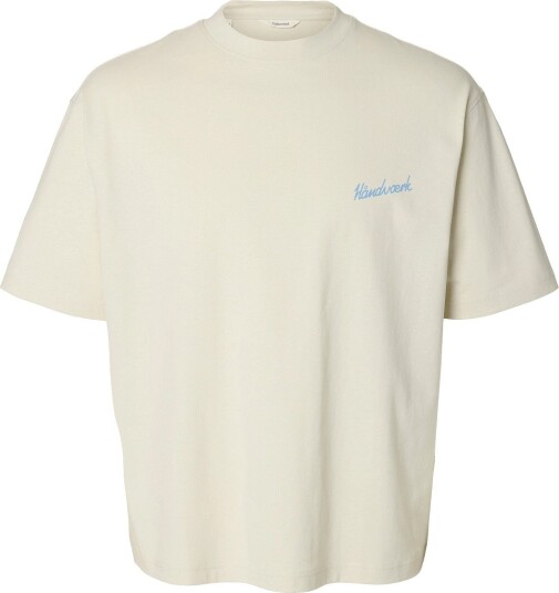 Selected Slmrelaxemery Graphic Ss O Neck Tee Cream XXL