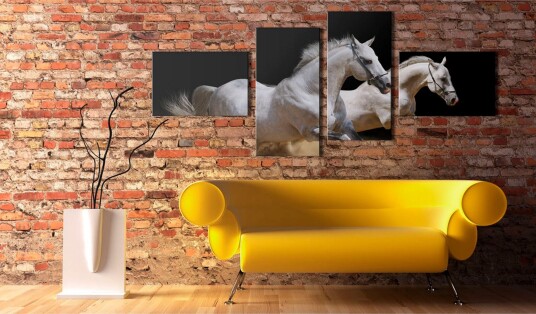 Bilde Animal WorldWhite Horses Galloping 100x45 Artgeist sp. z o. o.