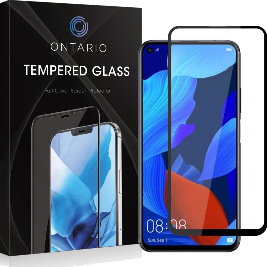Ontario pansret glass Huawei Nova 5T Svart herdet glass