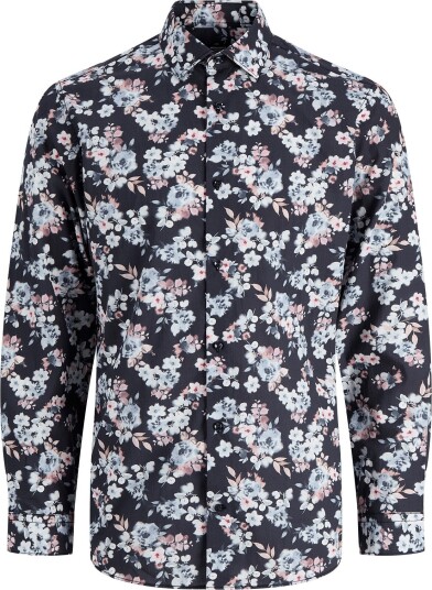 Jack & Jones Jprblaparker Print L/S Shirt   NIGHT SKY   XL