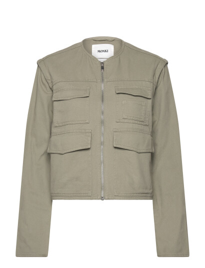 Monki Detachable Sleeve Cotton Jacket - Green - XXS Monki Detachable Sleeve Cotton Jacket - Green - XXS
