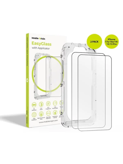 Mobile Origin EasyGlass with Applicator iPhone 17e/16e/14/13/13 Pro 2 pack