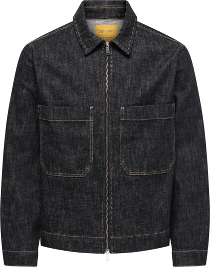 ONLY & SONS Onscassel Blk Rinse 8542 Dot Dnm Jacket   BLACK DENIM   L