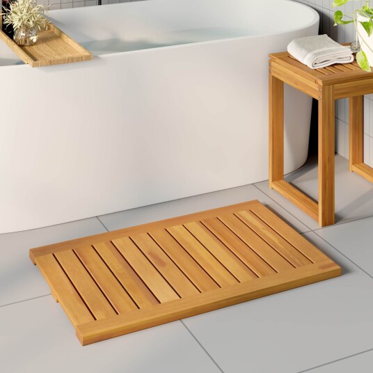 vidaXL Badematte Ensfarget Brun 80 x 50 cm Solid akasietre
