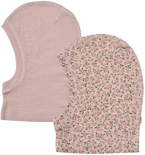 Wheat ull Wheat Kim 2-pack balaclava i ull, Pale Lilac Flowers (6-8 år) 6-8 år