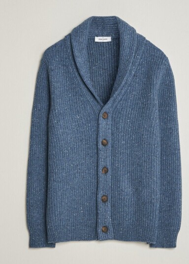 Gran Sasso Wool/Cashmere Donegal Cardigan Blue