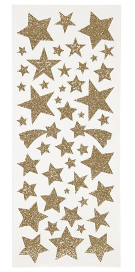Glitterstickers stjerner ark 10x24 cm gull 2 ark/ 1 pk.