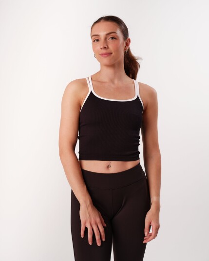Bumpro Perfect Rib Crop Top Black/White - S
