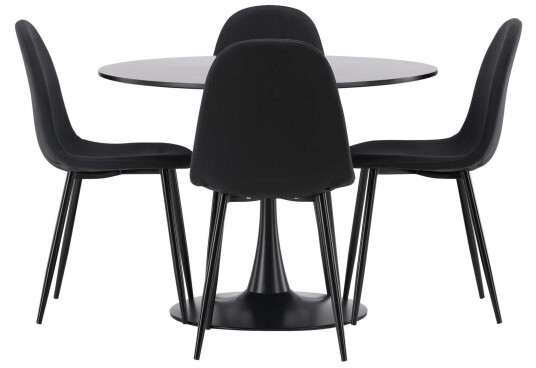 Venture Design Glade & Polar spisegruppe Svart/svart 4 stoler & bord 100 cm