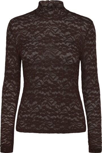Dante6 Dante6-Irony Lace Turtle Neck Top - Brown - L