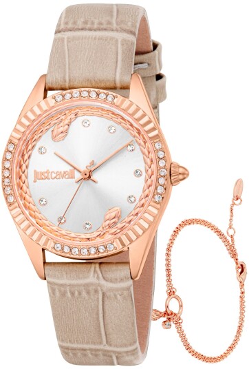 Just Cavalli Dameklokke JC1L361L0035 Vittoria Glam Sølvfarget/Lær