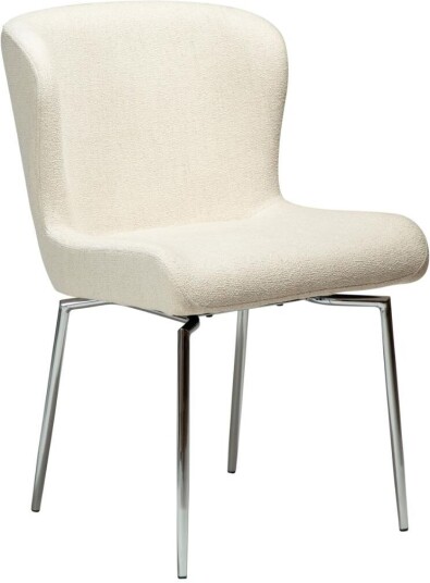 Glam Dan Form spisestuestoler dreiebase bouclé beige.