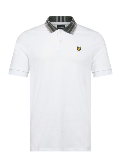 Lyle & Scott Tartan Collar Polo Shirt   White   XS