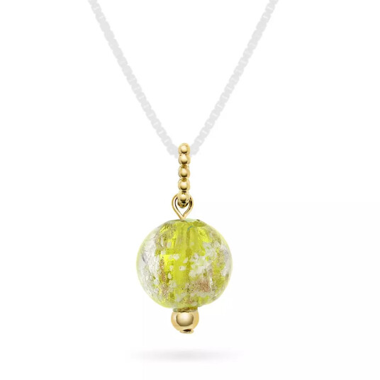 Pan Jewelry, Smykke i 925 forgylt sølv med grønn glasskule