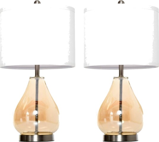 Sett med bordlamper i glass og lin E27 40W