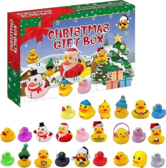 Adventskalender 24 Juleferie Badeender Gummimateriale Glatt Burrfri Eksteriør for Menn Kvinner [MI][DB]