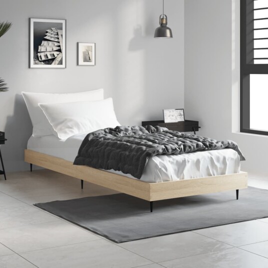 vidaXL Sengeramme sonoma eik 75x190 cm konstruert tre