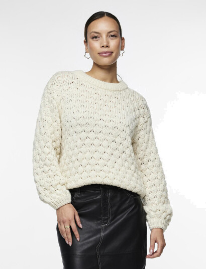 YAS Yasbubba Ls Knit Pullover S. Noos - Beige - M